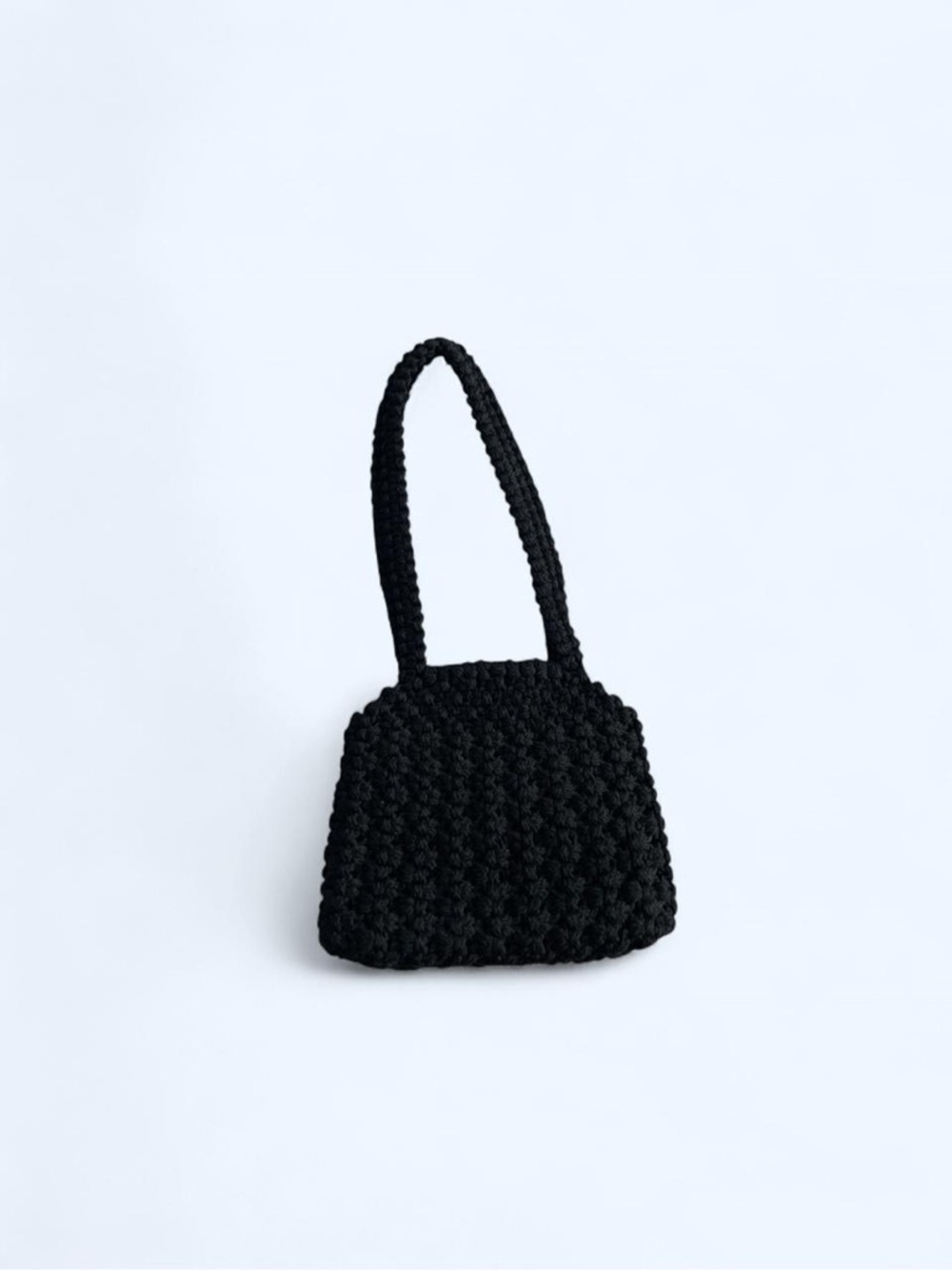 Black handmade‎ crochet shoulder purse